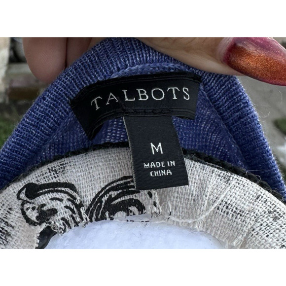 Talbots Knit Sweater Top 100% Linen Blue Tied 3/4 Sleeves Womens Sz M Minimalist - Picture 5 of 9